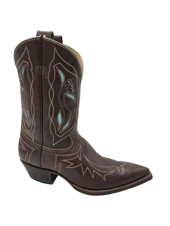 Rocketbuster Boots Shoes - Rocketbuster Boots Women 7.5 Brown Blue Short Leather Cowgirl Western TexasUSA